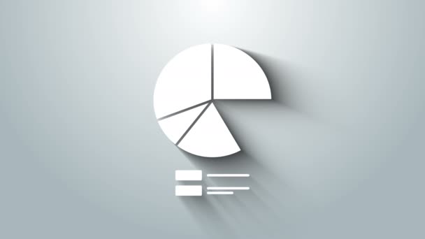 White Pie chart infographic icon isolated on grey background. Diagram chart sign. 4K Video motion graphic animation — Stock Video