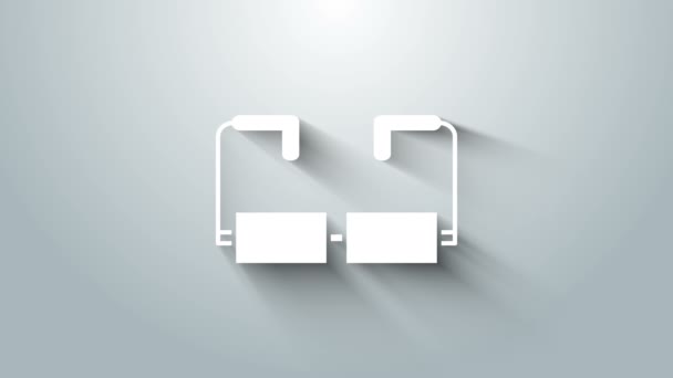 Vita glasögon ikon isolerad på grå bakgrund. Symbolen för glasögonbåge. 4K Video motion grafisk animation — Stockvideo