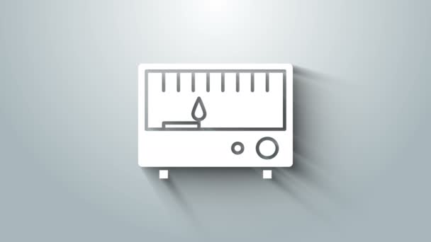 Icona degli strumenti di misura elettrici bianchi isolata su sfondo grigio. Dispositivi analogici. Apparecchi elettrici. Animazione grafica 4K Video motion — Video Stock