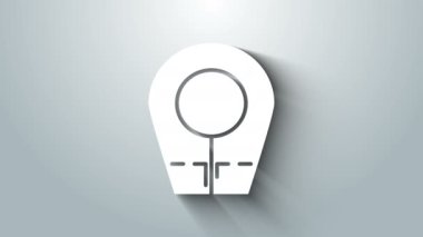 Beyaz Dalış başlığı simgesi gri arkaplanda izole edildi. Zıpkınla balık avlama şapkası. Su altı ekipmanları. 4K Video hareketli grafik canlandırması