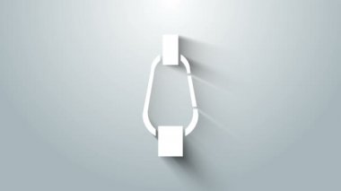 Beyaz Karabina simgesi gri arkaplanda izole edildi. Olağanüstü bir spor. Spor malzemeleri. 4K Video hareketli grafik canlandırması