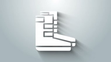 Beyaz Çizme simgesi gri arkaplanda izole edildi. Su altı ekipmanları. 4K Video hareketli grafik canlandırması