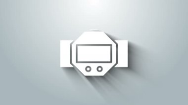Beyaz Dalış saat simgesi gri arkaplanda izole. Su altı ekipmanları. 4K Video hareketli grafik canlandırması