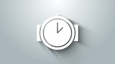 Beyaz Dalış saat simgesi gri arkaplanda izole. Su altı ekipmanları. 4K Video hareketli grafik canlandırması