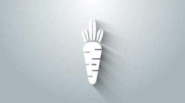 Beyaz Havuç simgesi gri arkaplanda izole edilmiş. 4K Video hareketli grafik canlandırması