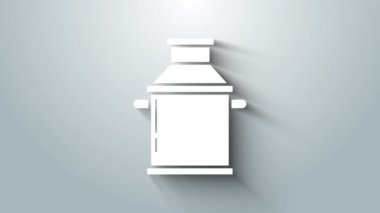 Beyaz kutu süt ikonu için gri arka planda izole edilmiş. 4K Video hareketli grafik canlandırması