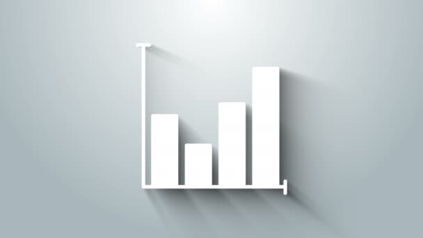 Icona infografica del grafico a torta bianca isolata su sfondo grigio. Grafico grafico segno. Animazione grafica 4K Video motion — Video Stock