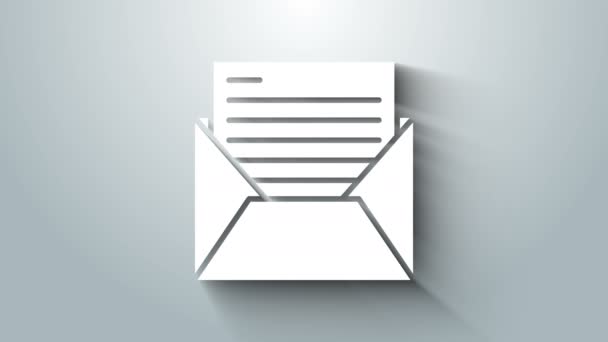 Белый почтовый ящик и значок электронной почты выделены на сером фоне. Электронная почта с символом конверта. Сообщение по электронной почте. Видеографическая анимация 4K — стоковое видео