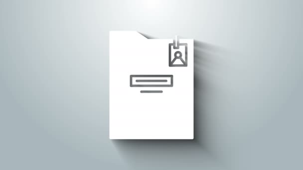 Fehér Személyes mappa ikon elszigetelt szürke háttér. 4K Videó mozgás grafikus animáció — Stock videók