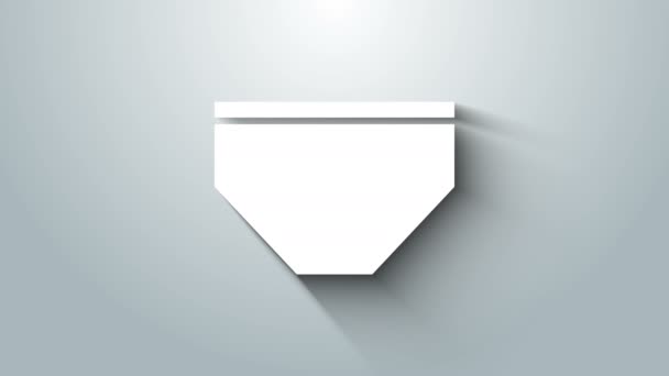 Bílé plavecké kmeny ikona izolované na šedém pozadí. Grafická animace pohybu videa 4K — Stock video