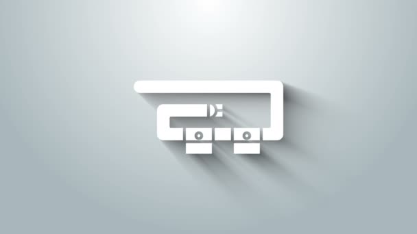 Fehér búváröv ikon elszigetelt szürke háttér. Búvárfelszerelés. Víz alatti búvárfelszerelés. 4K Videó mozgás grafikus animáció — Stock videók