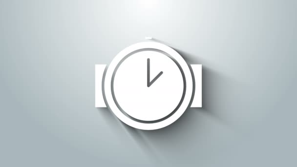 White Diving horloge pictogram geïsoleerd op grijze achtergrond. Duiken onder water apparatuur. 4K Video motion grafische animatie — Stockvideo