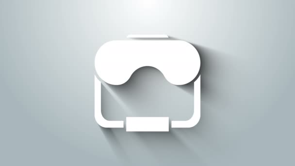 Icono de máscara de buceo blanco aislado sobre fondo gris. Deporte extremo. Equipo submarino de buceo. Animación gráfica de vídeo 4K — Vídeo de stock