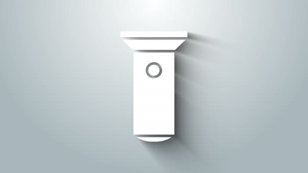 Biała ikona latarki odizolowana na szarym tle. 4K Animacja graficzna ruchu wideo — Wideo stockowe