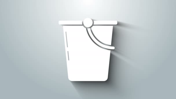 Witte emmer pictogram geïsoleerd op grijze achtergrond. 4K Video motion grafische animatie — Stockvideo