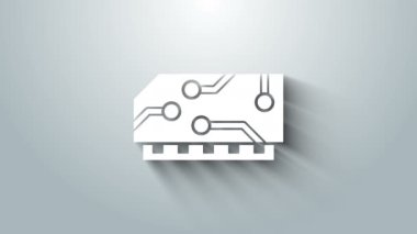 Beyaz RAM, gri arkaplanda izole edilmiş rastgele erişim bellek simgesi. 4K Video hareketli grafik canlandırması