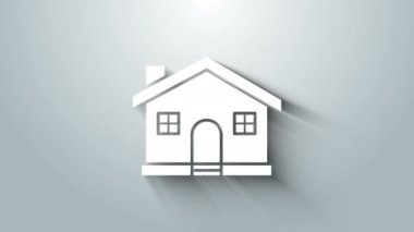 Beyaz Saray simgesi gri arka planda izole edildi. Ev sembolü. 4K Video hareketli grafik canlandırması