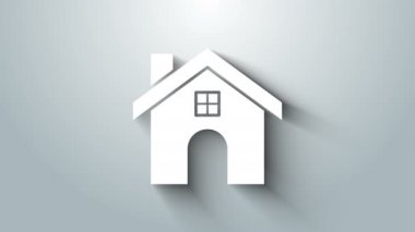 Beyaz Saray simgesi gri arka planda izole edildi. Ev sembolü. 4K Video hareketli grafik canlandırması