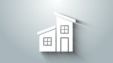 Beyaz Saray simgesi gri arka planda izole edildi. Ev sembolü. 4K Video hareketli grafik canlandırması