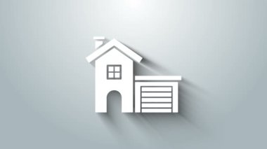 Beyaz Saray simgesi gri arka planda izole edildi. Ev sembolü. 4K Video hareketli grafik canlandırması