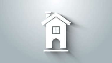 Beyaz Saray simgesi gri arka planda izole edildi. Ev sembolü. 4K Video hareketli grafik canlandırması