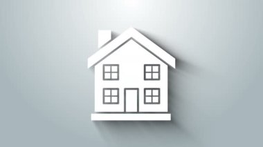 Beyaz Saray simgesi gri arka planda izole edildi. Ev sembolü. 4K Video hareketli grafik canlandırması