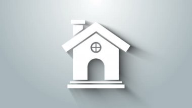 Beyaz Saray simgesi gri arka planda izole edildi. Ev sembolü. 4K Video hareketli grafik canlandırması