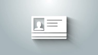 Gri arkaplanda beyaz kimlik ikonu izole edildi. Sunum için, şirketin kimliği için, reklam için kullanılabilir. 4K Video hareketli grafik canlandırması