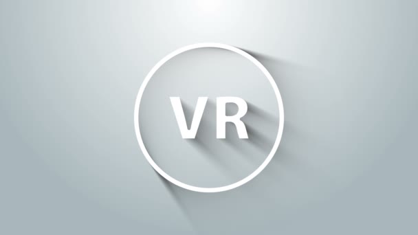 Icono blanco de realidad virtual aislado sobre fondo gris. Animación gráfica de vídeo 4K — Vídeos de Stock