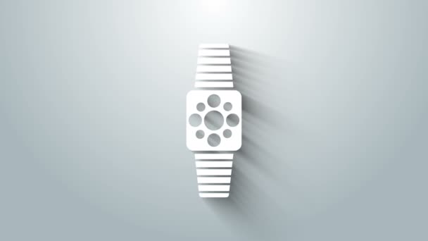 Vit Smartwatch ikon isolerad på grå bakgrund. 4K Video motion grafisk animation — Stockvideo