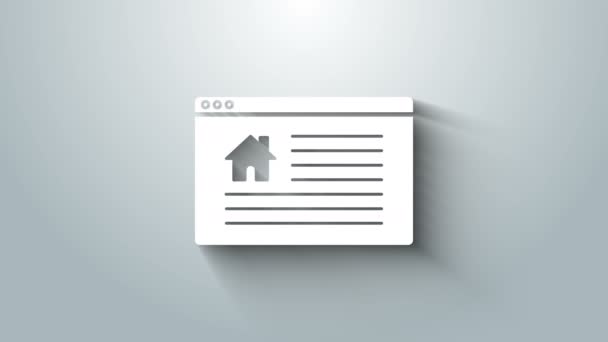 Vit hängande skylt med text Online Försäljning ikon isolerad på grå bakgrund. Skylt med text Försäljning. 4K Video motion grafisk animation — Stockvideo