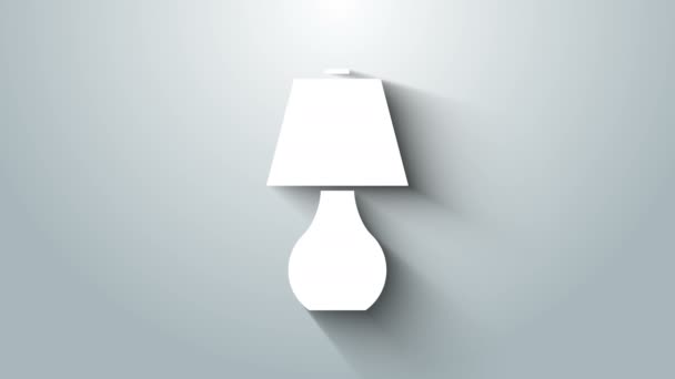 Icono de lámpara de mesa blanca aislada sobre fondo gris. Animación gráfica de vídeo 4K — Vídeos de Stock