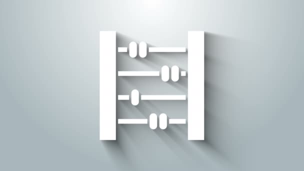 Witte Abacus pictogram geïsoleerd op grijze achtergrond. Traditioneel telframe. Onderwijsbord. Wiskundeschool. 4K Video motion grafische animatie — Stockvideo