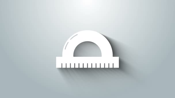 White Protractor grid for measuring degrees icon isolated on grey background. Tilt angle meter. Measuring tool. Geometric symbol. 4K Video motion graphic animation — Stock Video