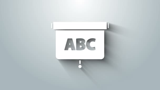 Weißes Tafelsymbol isoliert auf grauem Hintergrund. Schultafel-Schild. 4K Video Motion Grafik Animation — Stockvideo