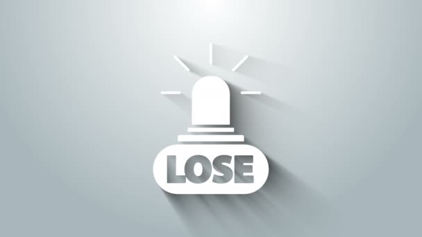 White Casino förlorar ikonen isolerad på grå bakgrund. 4K Video motion grafisk animation — Stockvideo