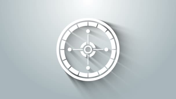 White Casino ruleta kolo ikona izolované na šedém pozadí. Grafická animace pohybu videa 4K — Stock video