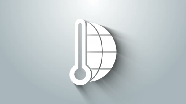 Hvid Meteorologi termometer måle varme og koldt ikon isoleret på grå baggrund. Termometer udstyr viser varmt eller koldt vejr. 4K Video bevægelse grafisk animation – Stock-video