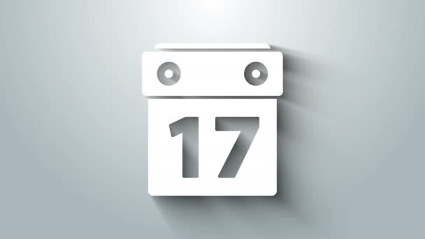 Día de San Patricio blanco con icono de calendario aislado sobre fondo gris. Fecha 17 de marzo. Animación gráfica de vídeo 4K — Vídeos de Stock