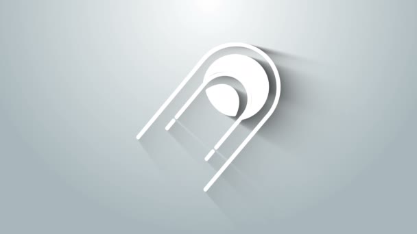 White Satellite icon isolated on grey background. 4K Video motion graphic animation — Stock Video