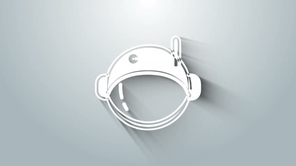 White Astronaut helmet icon isolated on grey background. 4K Video motion graphic animation — Stock Video