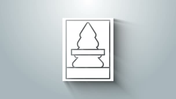Ícone de cartão postal de Natal branco isolado em fundo cinza. Feliz Natal e Feliz Ano Novo. Animação gráfica em movimento de vídeo 4K — Vídeo de Stock