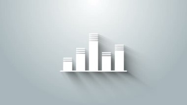 Beyaz Müzik eşitleyici simgesi gri arkaplanda izole edildi. Ses dalgası. Ses dijital dengeleyici teknolojisi, konsol paneli, nabız müzikali. 4K Video hareketli grafik canlandırması