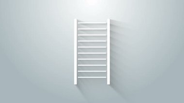 Gri arkaplanda beyaz tahta merdiven ikonu var. 4K Video hareketli grafik canlandırması