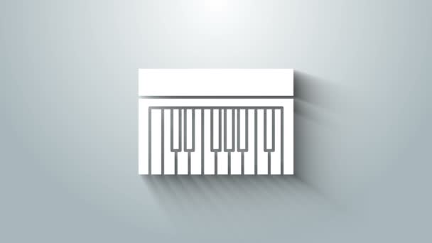 Icône de synthétiseur de musique blanche isolée sur fond gris. Piano électronique. Animation graphique de mouvement vidéo 4K — Video