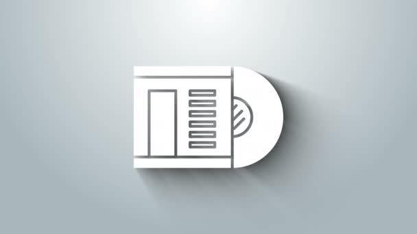 Fehér Vinyl lemez ikon elszigetelt szürke alapon. 4K Videó mozgás grafikus animáció — Stock videók
