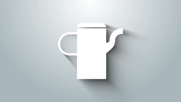 Icono de la lata de riego blanco aislado sobre fondo gris. Símbolo de riego. Animación gráfica de vídeo 4K — Vídeo de stock