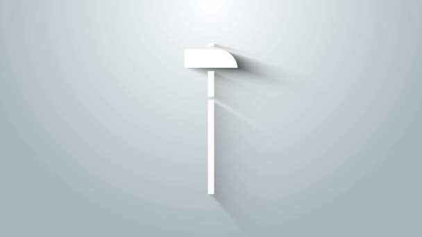 Weißes Hammer-Symbol isoliert auf grauem Hintergrund. Werkzeug zur Reparatur. 4K Video Motion Grafik Animation — Stockvideo