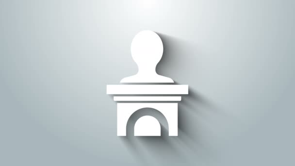 Weißes Podium oder Podiumsdiskussion-Symbol isoliert auf grauem Hintergrund. Redetribüne der Konferenz. 4K Video Motion Grafik Animation — Stockvideo