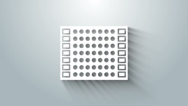Λευκό τυπωμένο κύκλωμα πλακέτα PCB εικονίδιο απομονώνονται σε γκρι φόντο. 4K Γραφική κίνηση κίνησης βίντεο — Αρχείο Βίντεο